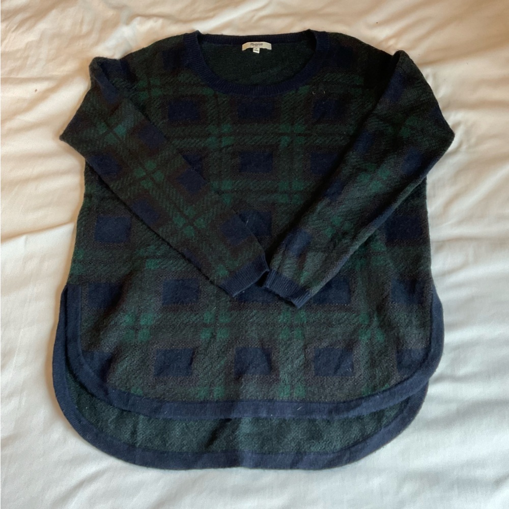Madewell Mohair/ Wool blend plaid long sleeve sweater size S
